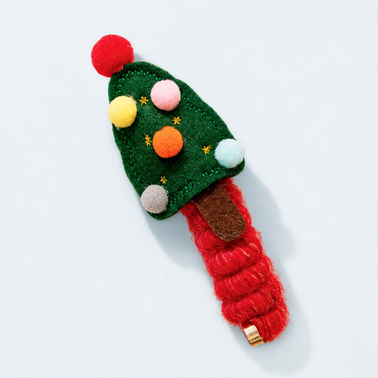 Green pom-pom tree spiral hair wrap