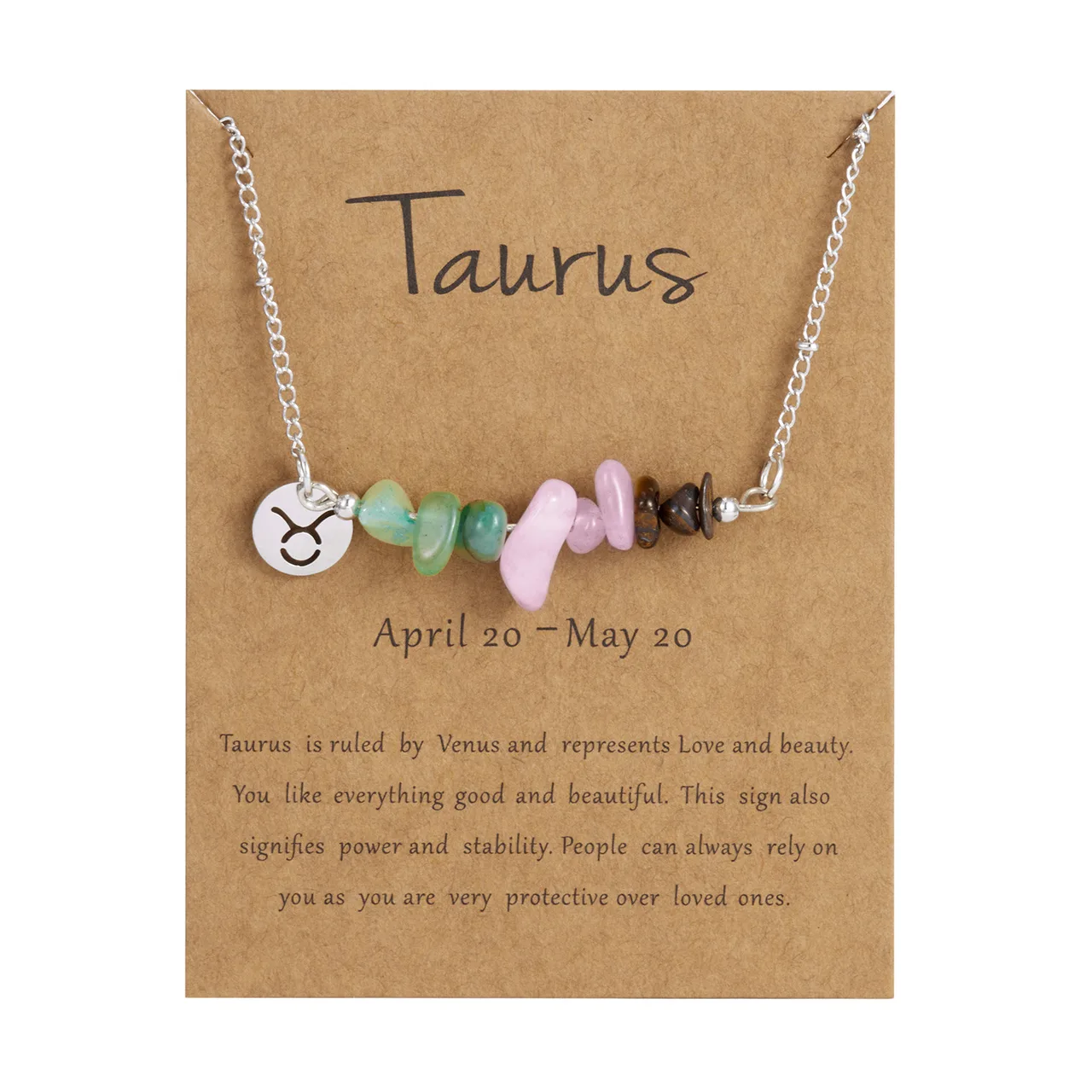 Taurus zodiac chip-bead necklace