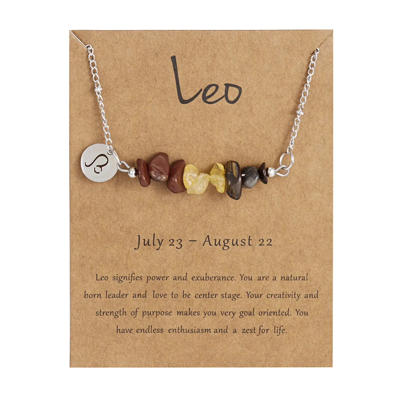 Leo zodiac chip-bead necklace