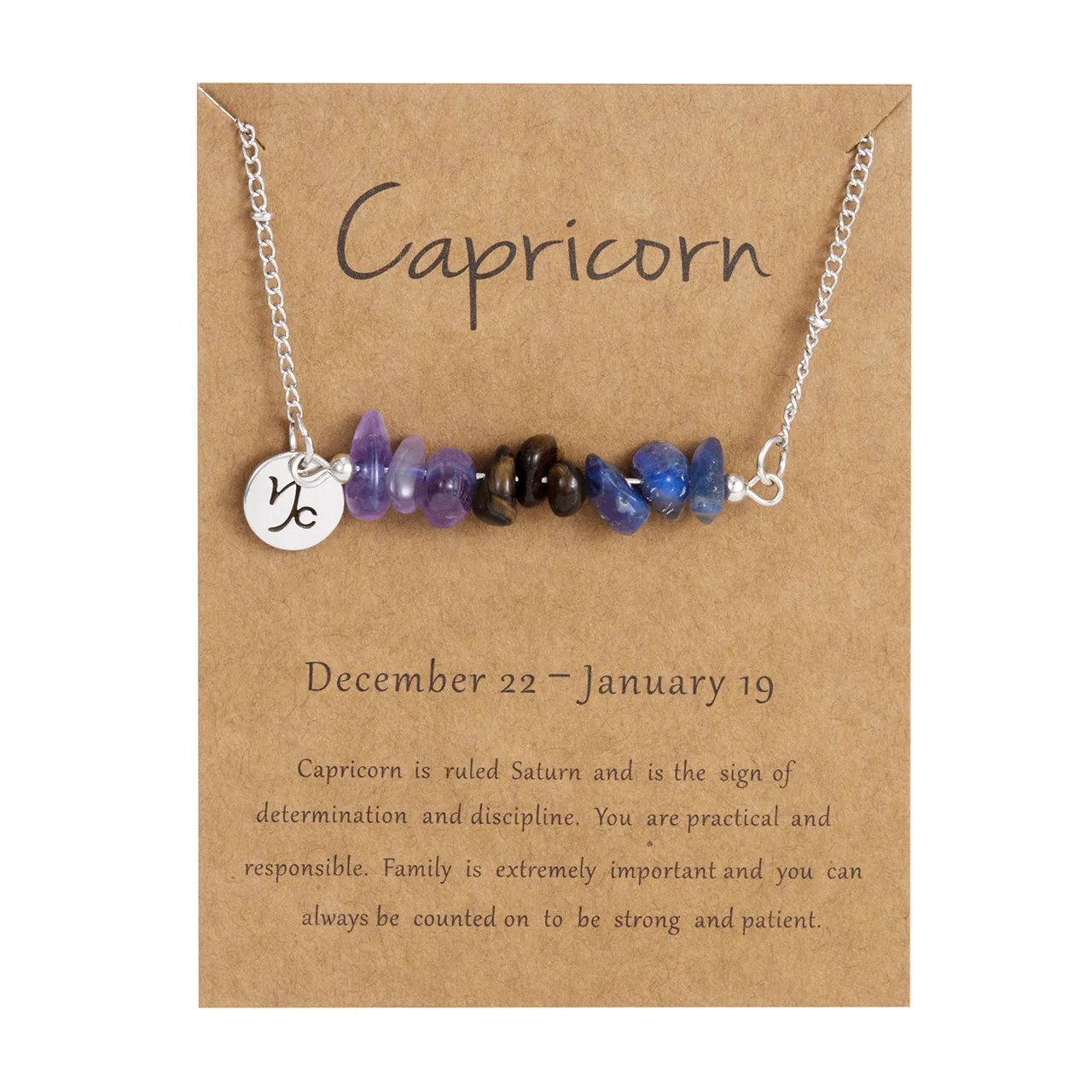 Capricorn zodiac chip-bead necklace