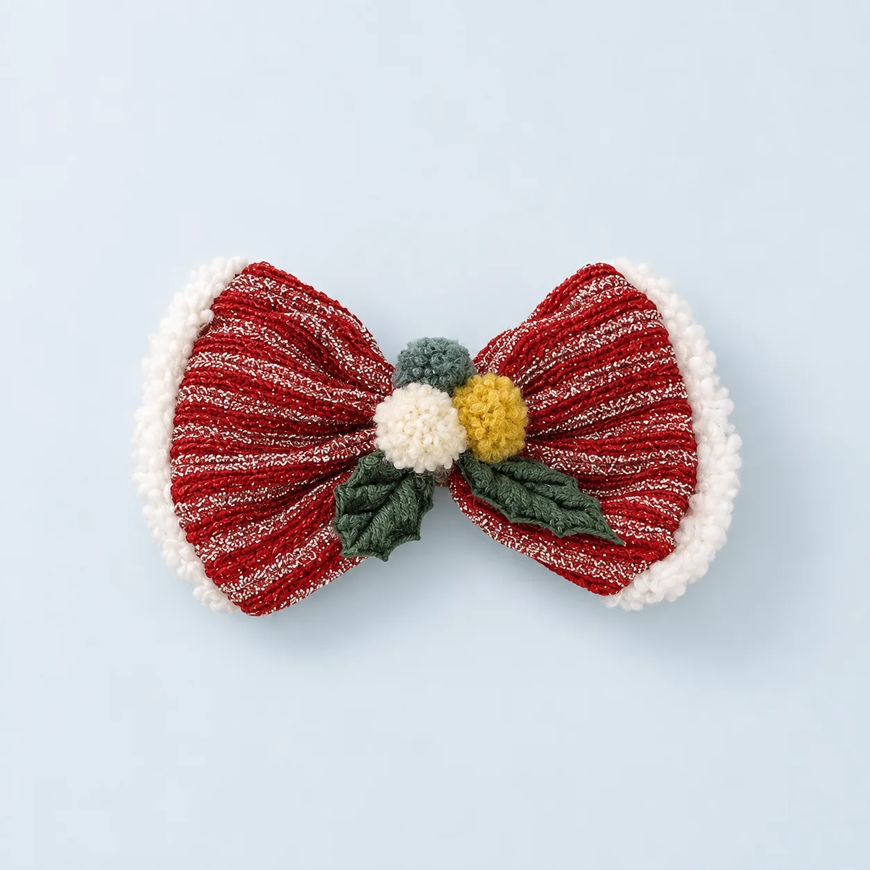 Striped festive bow hair clip