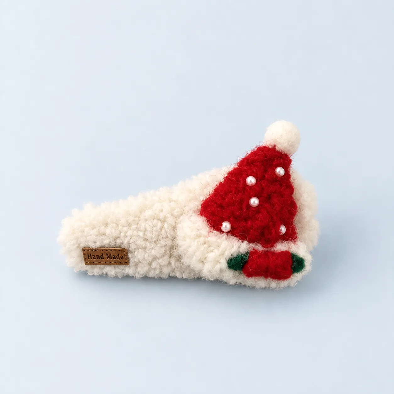 Fluffy Santa hat hair clip
