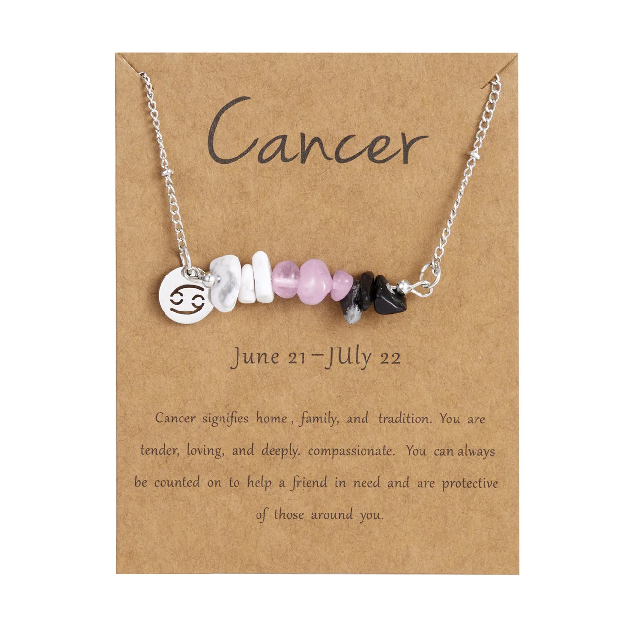 Cancer zodiac chip-bead necklace