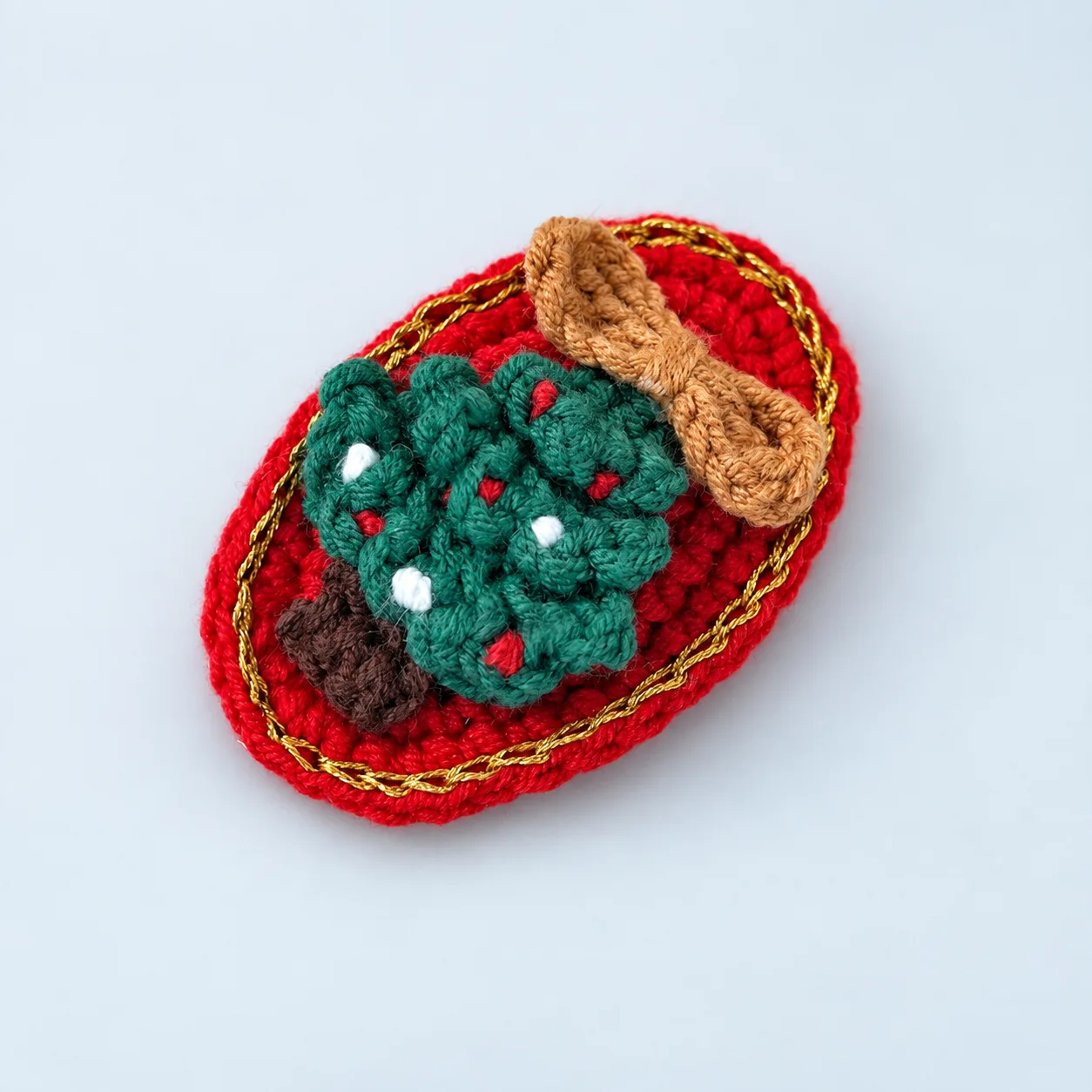 Red Christmas tree hair clip