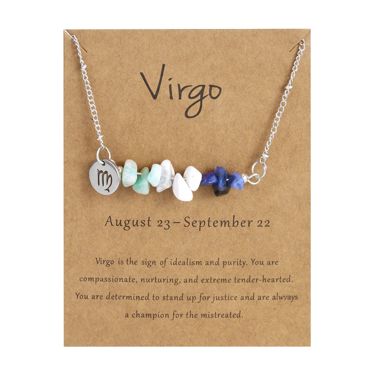 Virgo zodiac chip-bead necklace