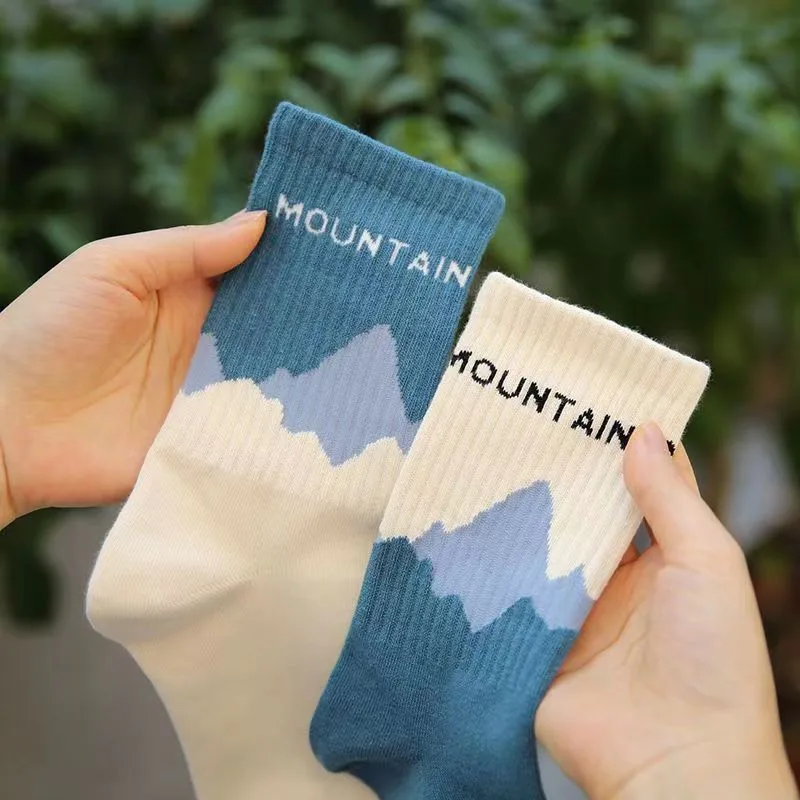 Blue mountain mismatched socks