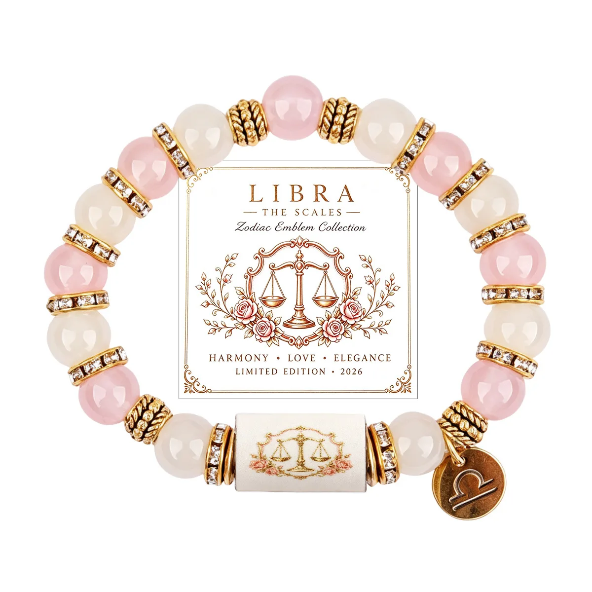 Libra beaded zodiac bracelet with card