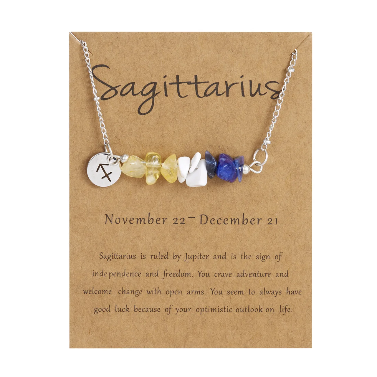Sagittarius zodiac chip-bead necklace
