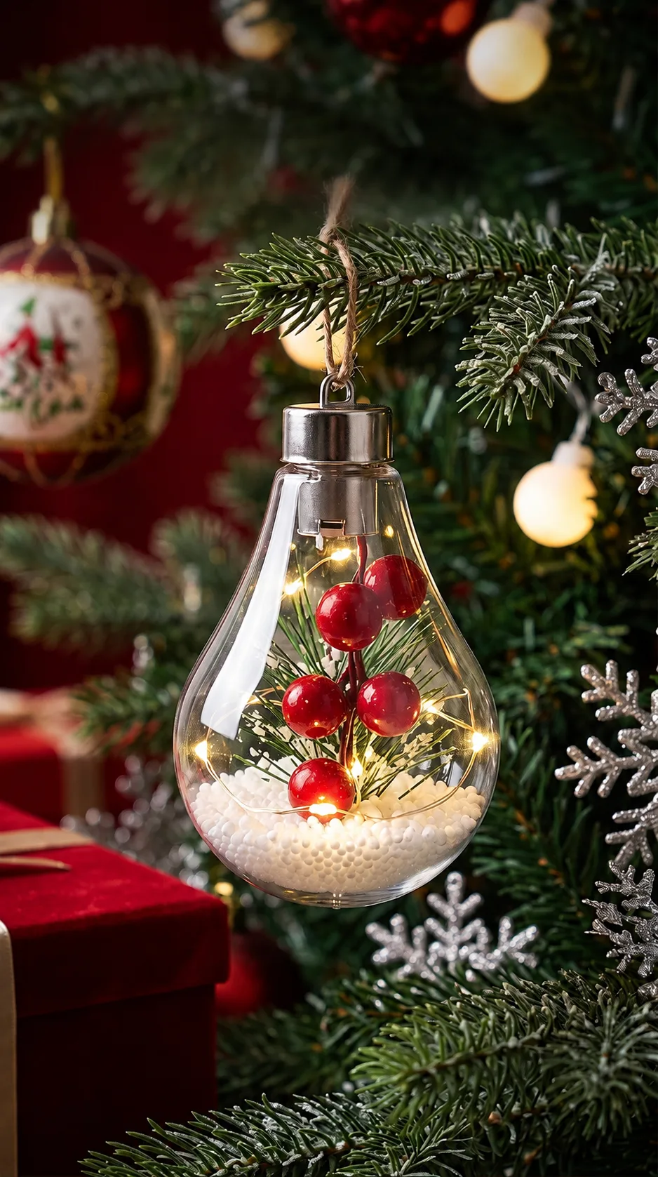 Berry design shown in a Christmas setting.