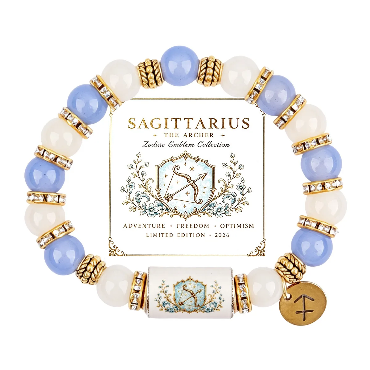 Sagittarius beaded zodiac bracelet with card