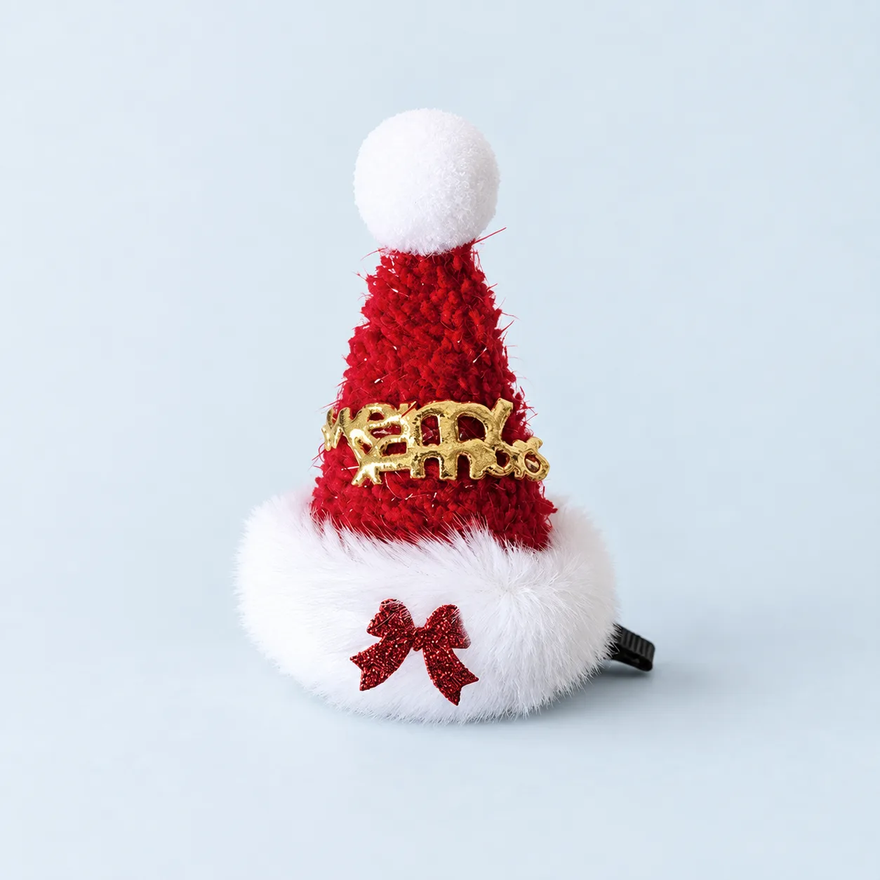 Red felt Santa hat hair clip