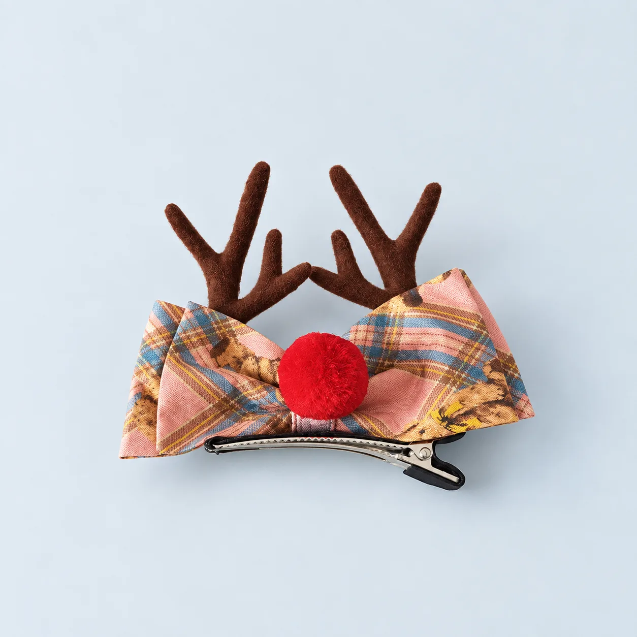 Blush tartan antler hair clip