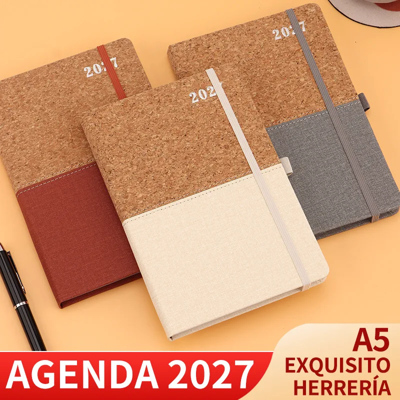 Three cover colours shown. One Spanish-language 2027 diary in your selected colour is included.