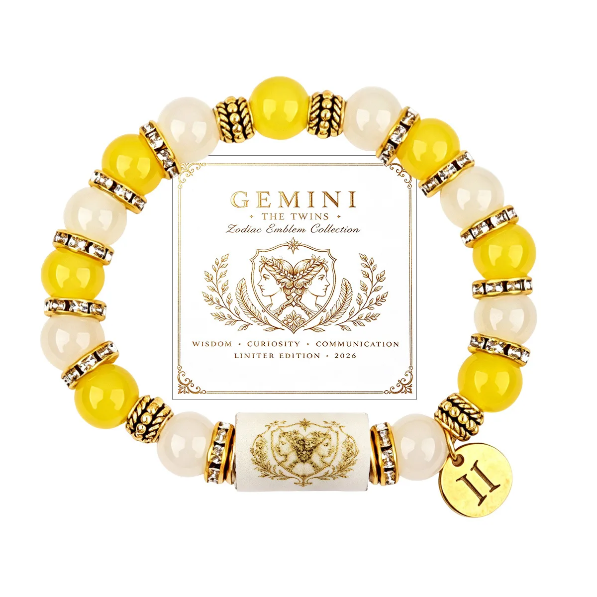 Gemini beaded zodiac bracelet with card