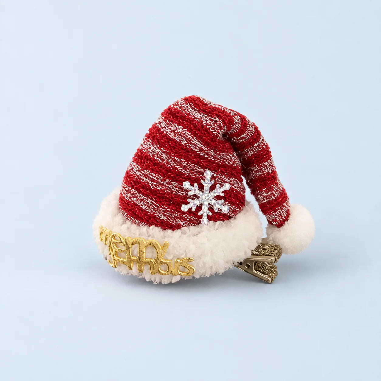 Snowflake Santa hat hair clip