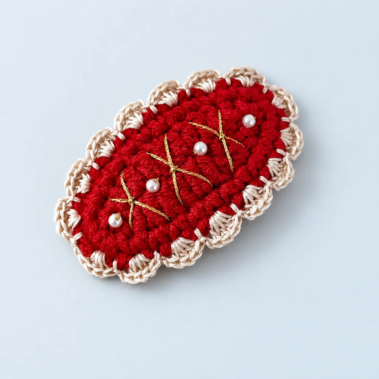 Red scalloped hair clip