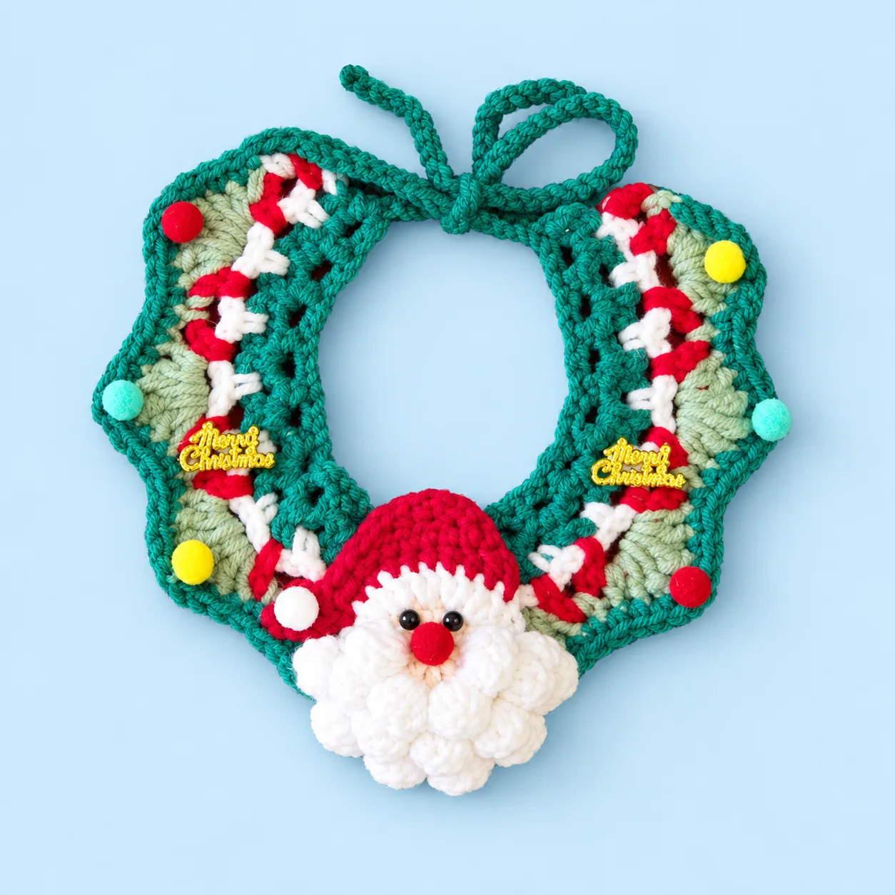 Santa pom-pom pet bib