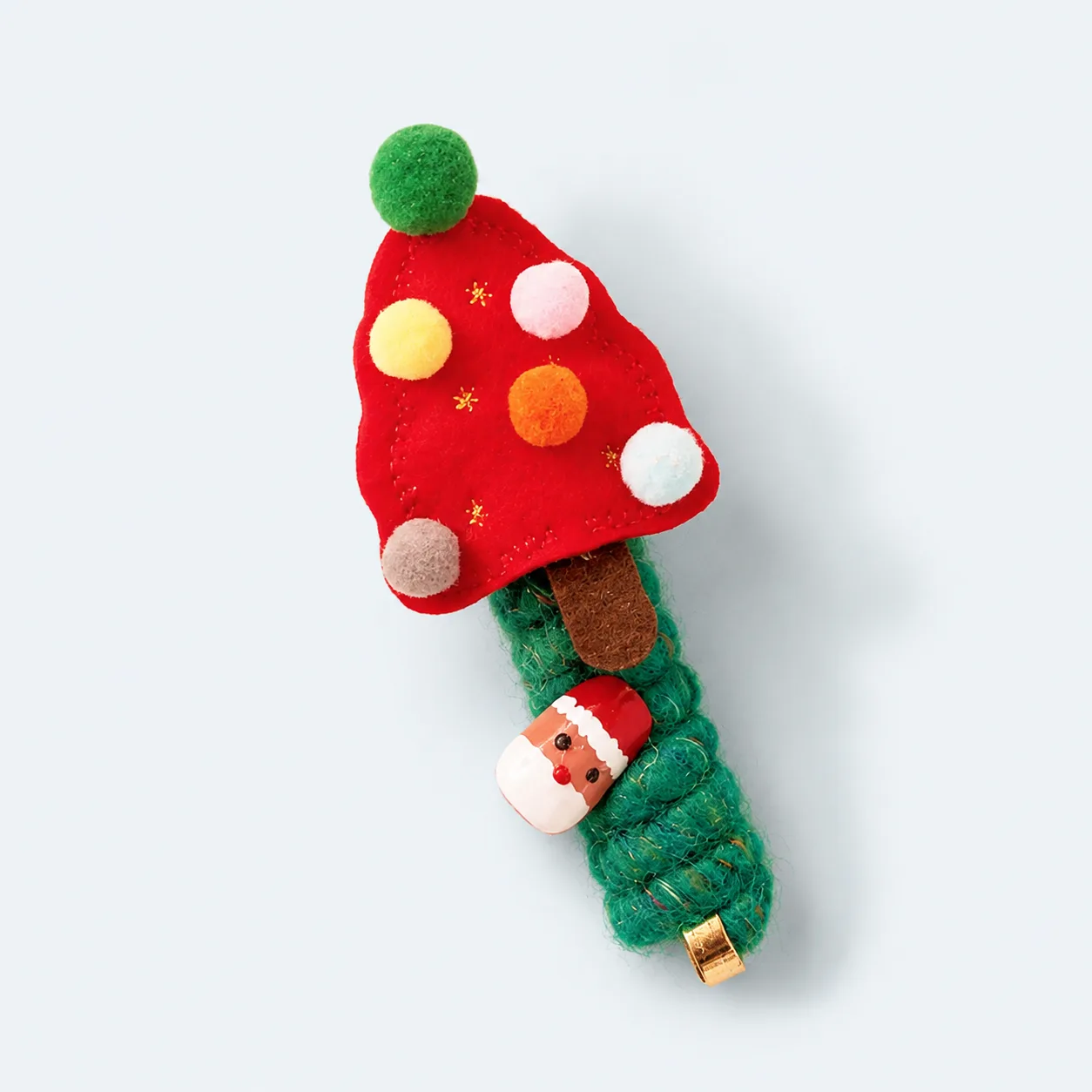 Red pom-pom tree spiral hair wrap
