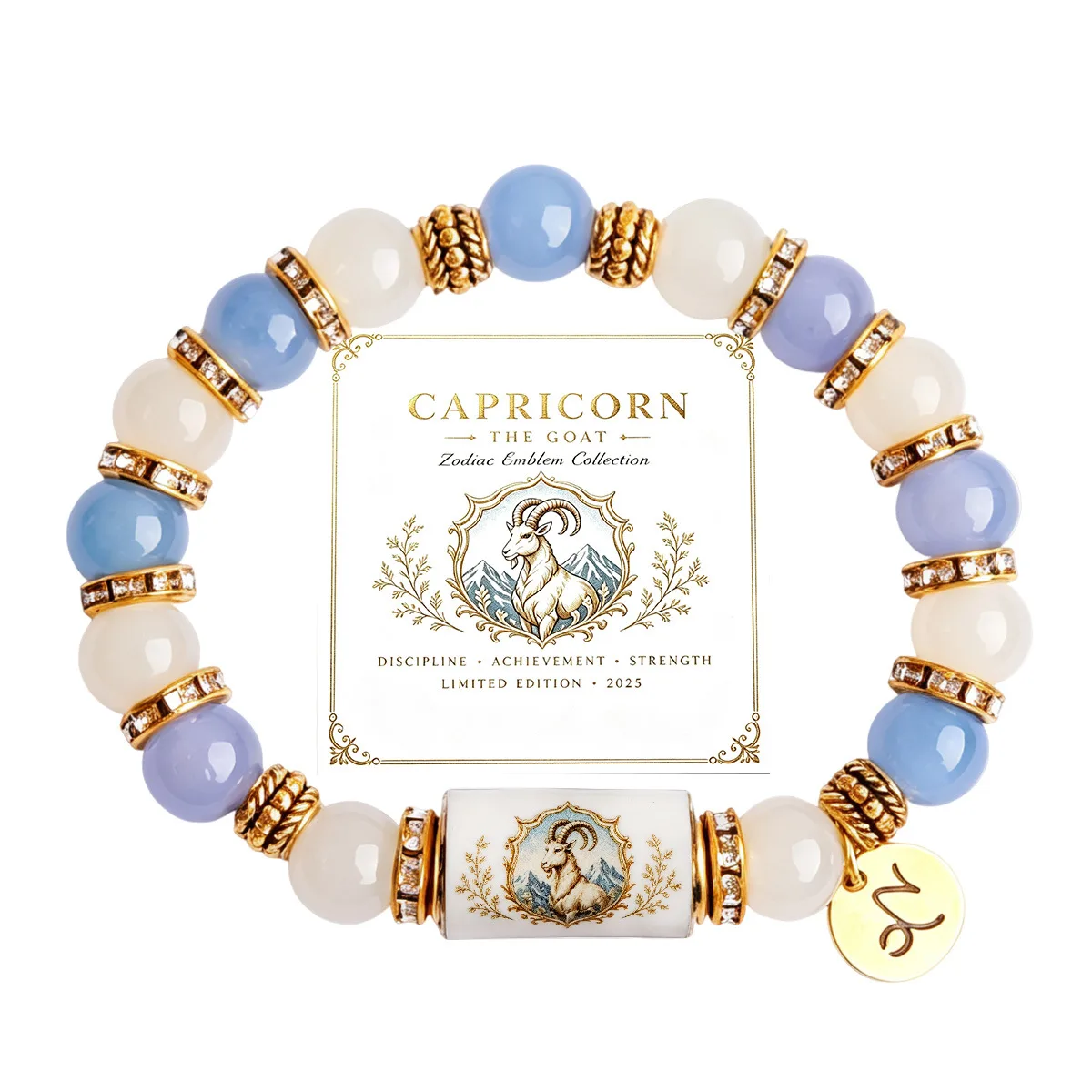 Capricorn beaded zodiac bracelet with card