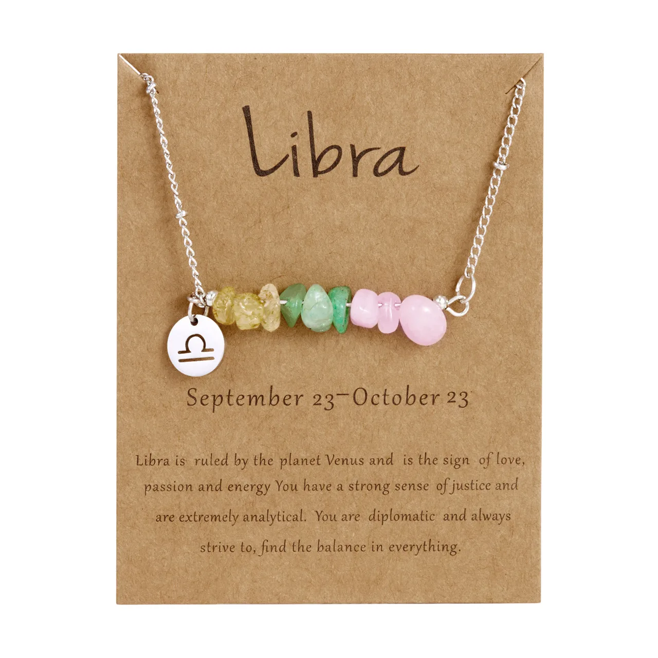 Libra zodiac chip-bead necklace