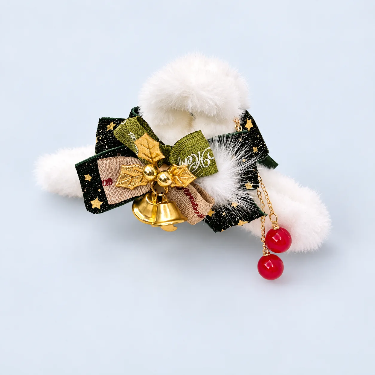 Green bow claw clip