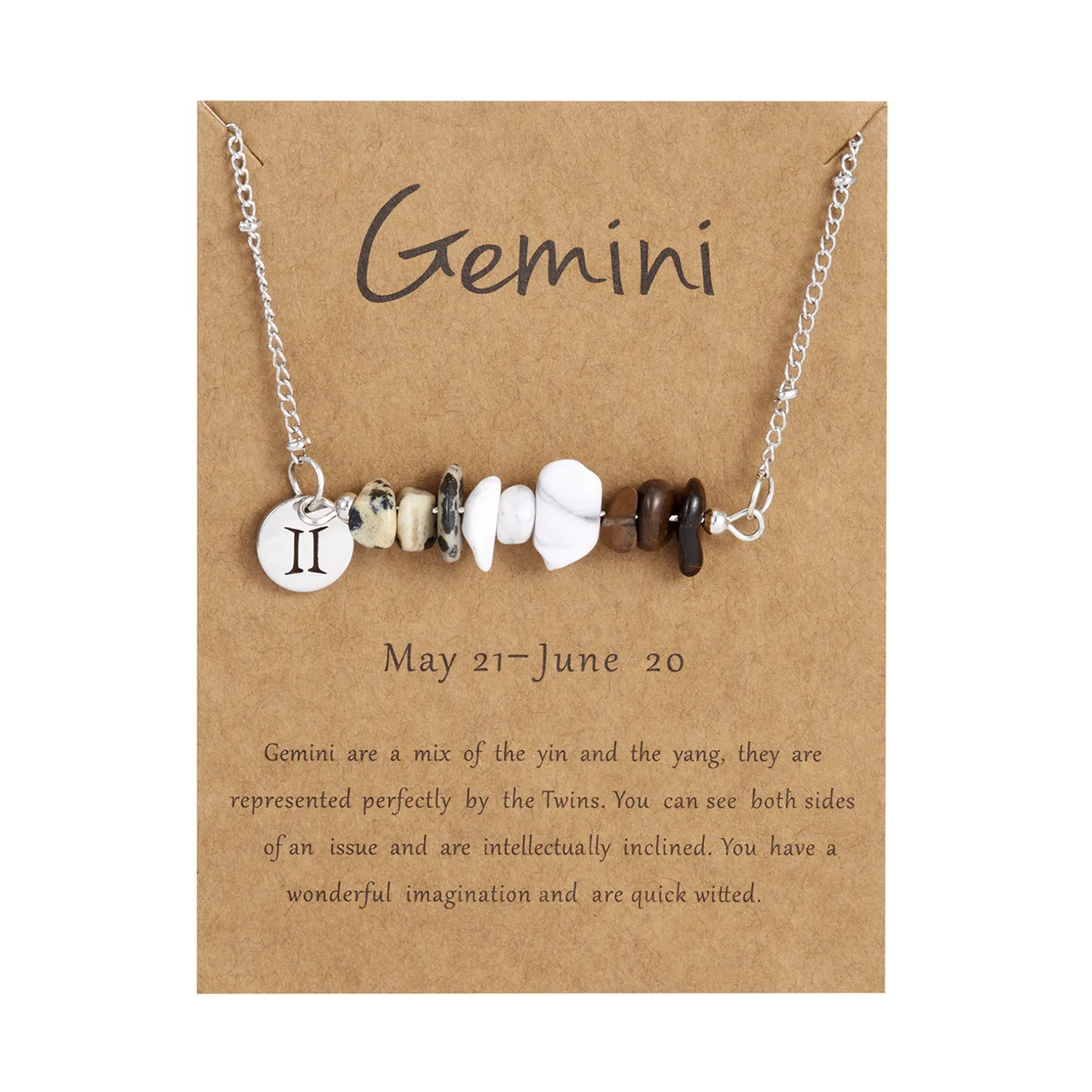Gemini zodiac chip-bead necklace