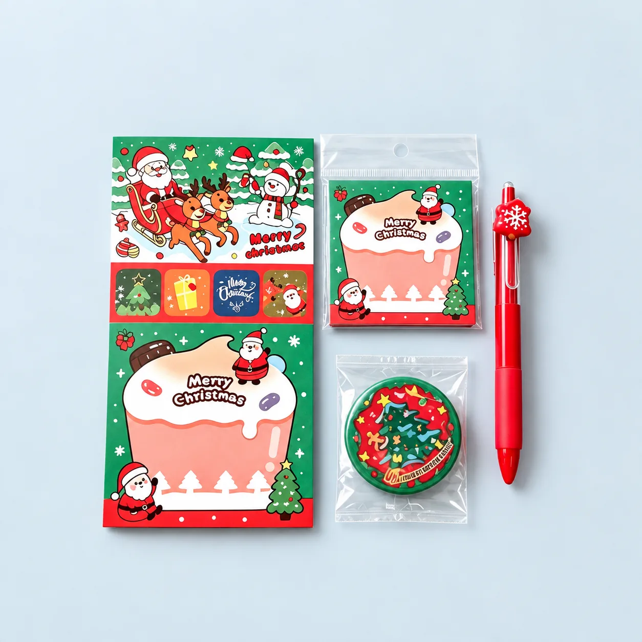 Green Christmas stationery set