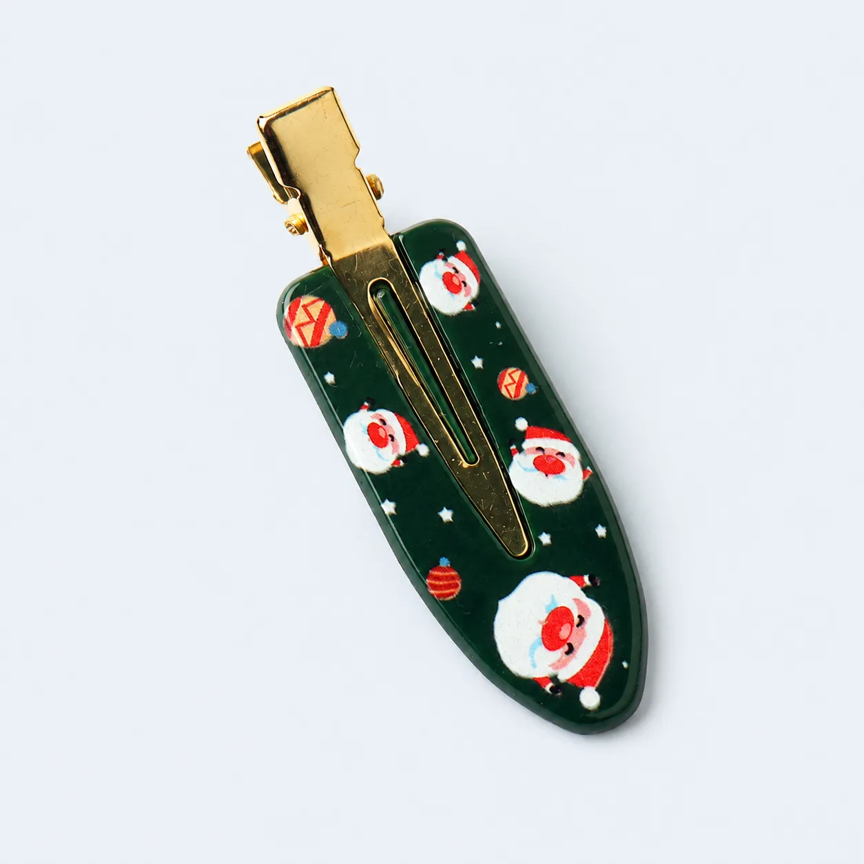 Santa print hair clip