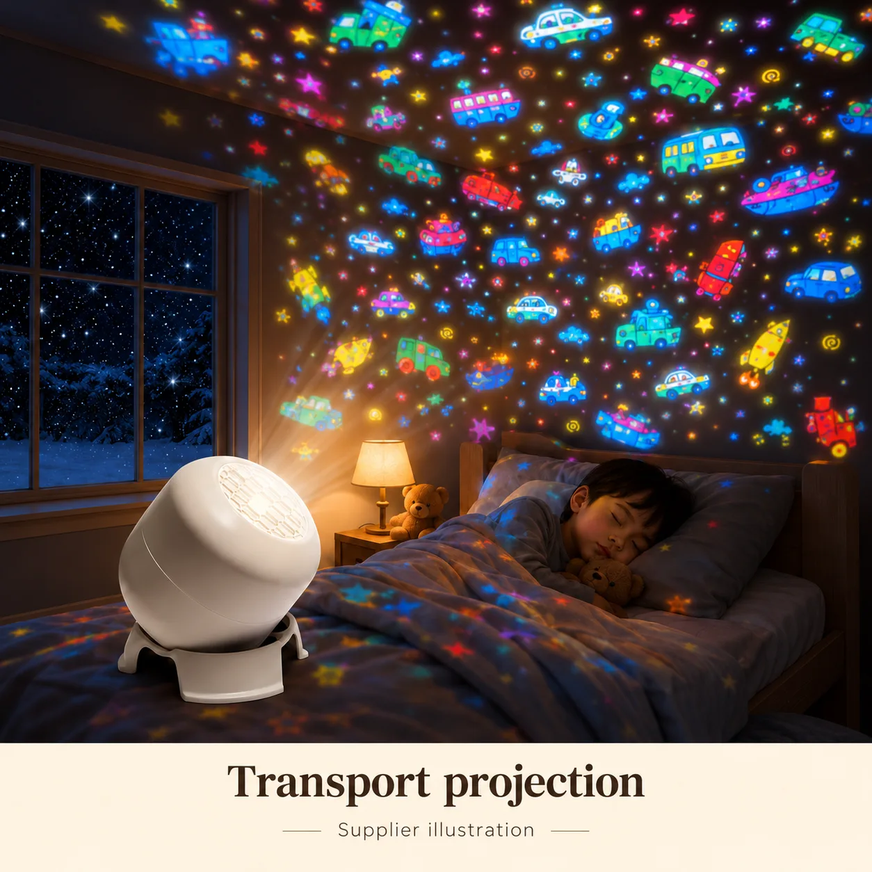 Car projection light — projection scene illustration based on supplier imagery