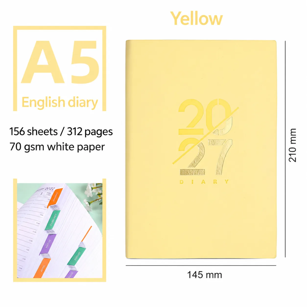 Yellow 2027 English diary
