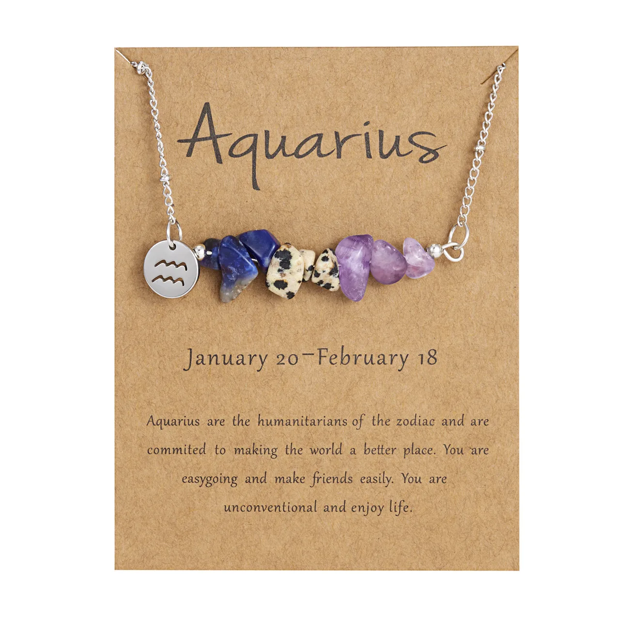 Aquarius zodiac chip-bead necklace