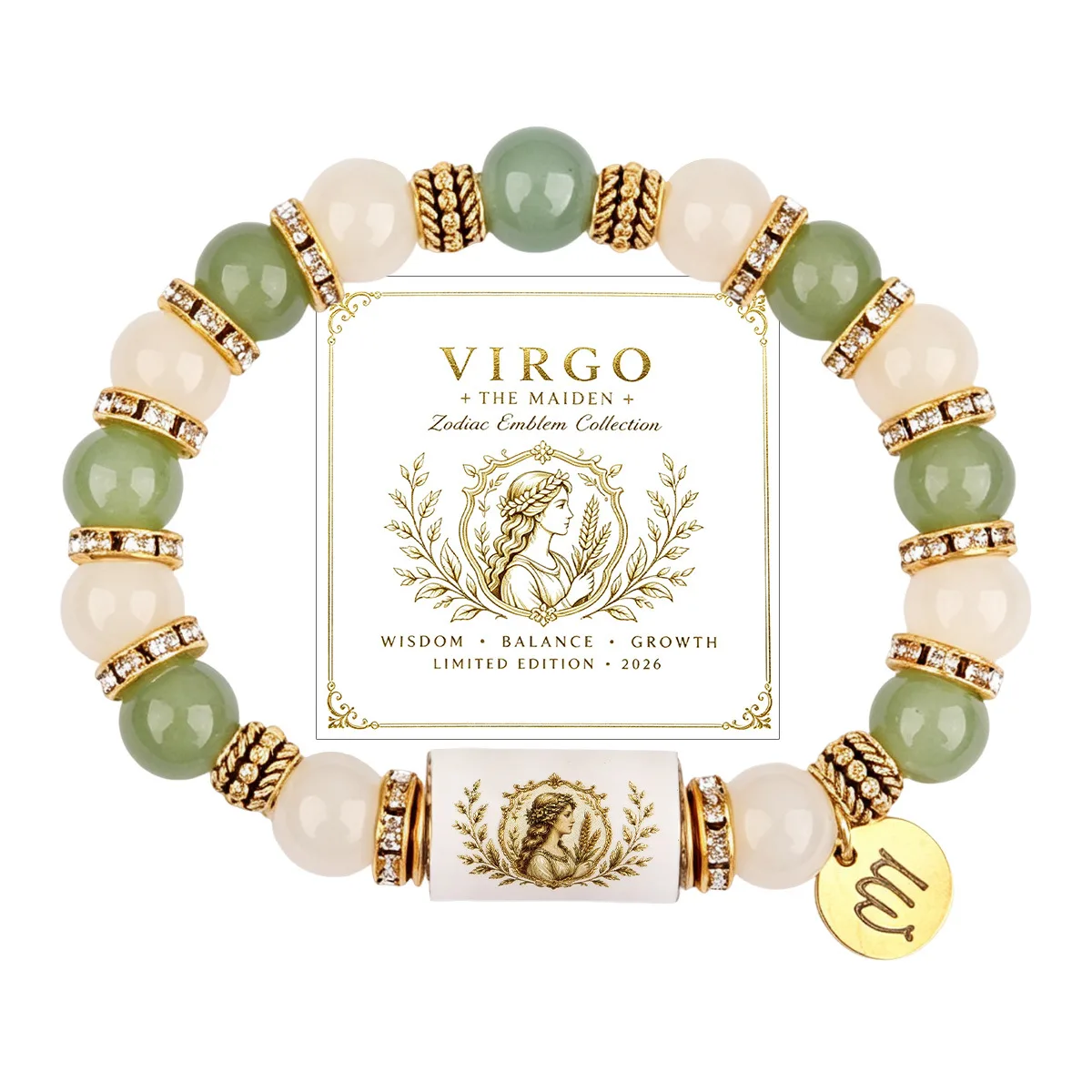 Virgo beaded zodiac bracelet with card
