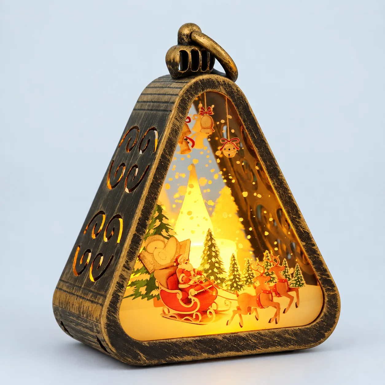 Bronze-tone reindeer lantern