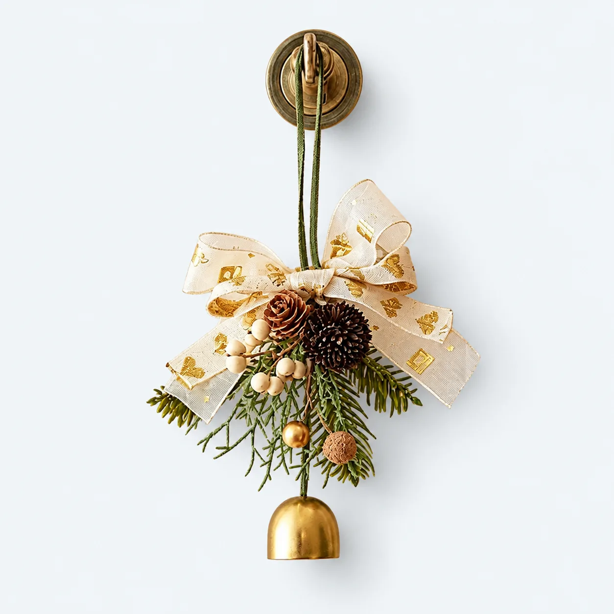 White ribbon bell hanger