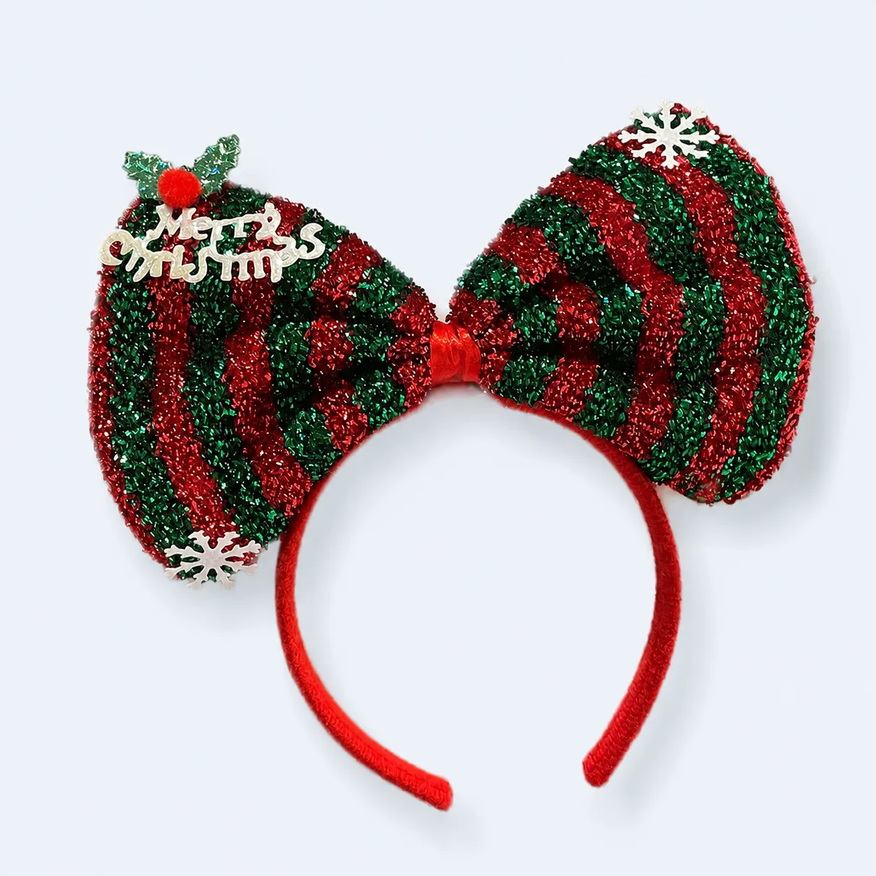 Striped Christmas bow headband