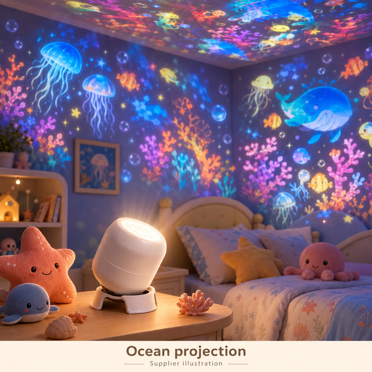 Ocean projection light — projection scene illustration based on supplier imagery