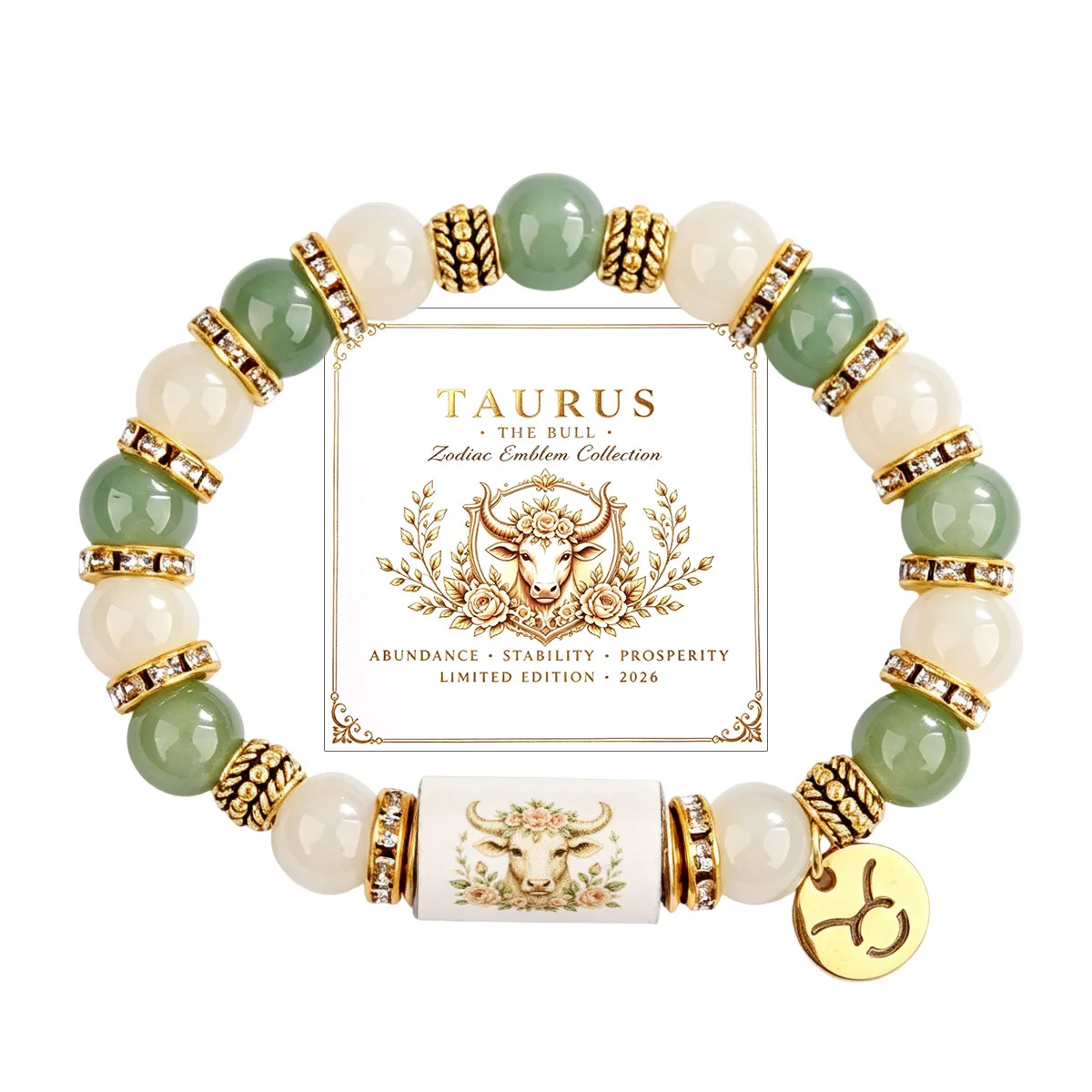 Taurus beaded zodiac bracelet with card