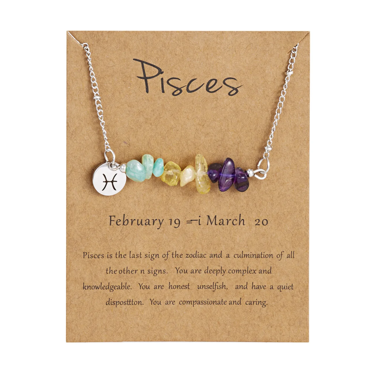Pisces zodiac chip-bead necklace