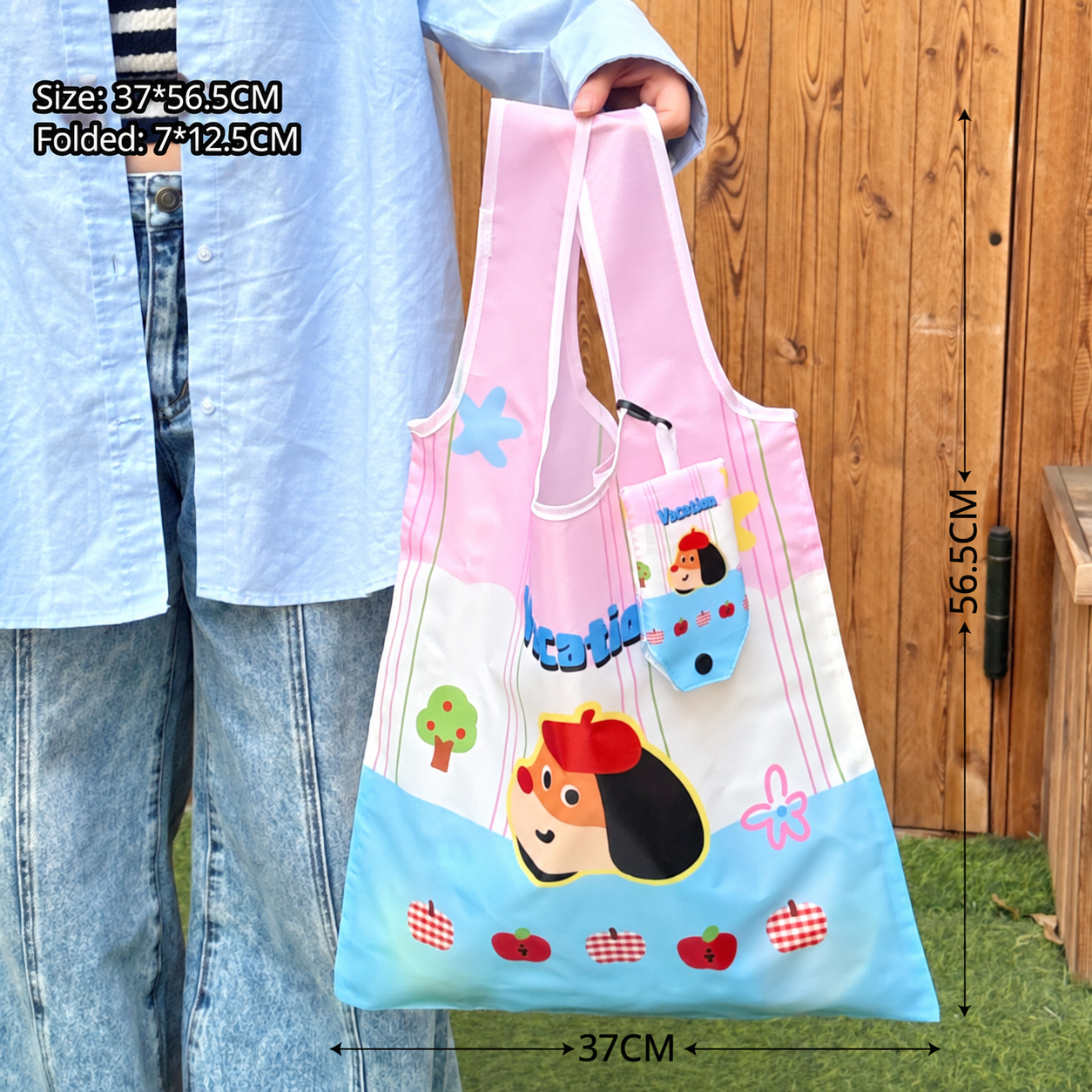 Artist dog folding shopping bag