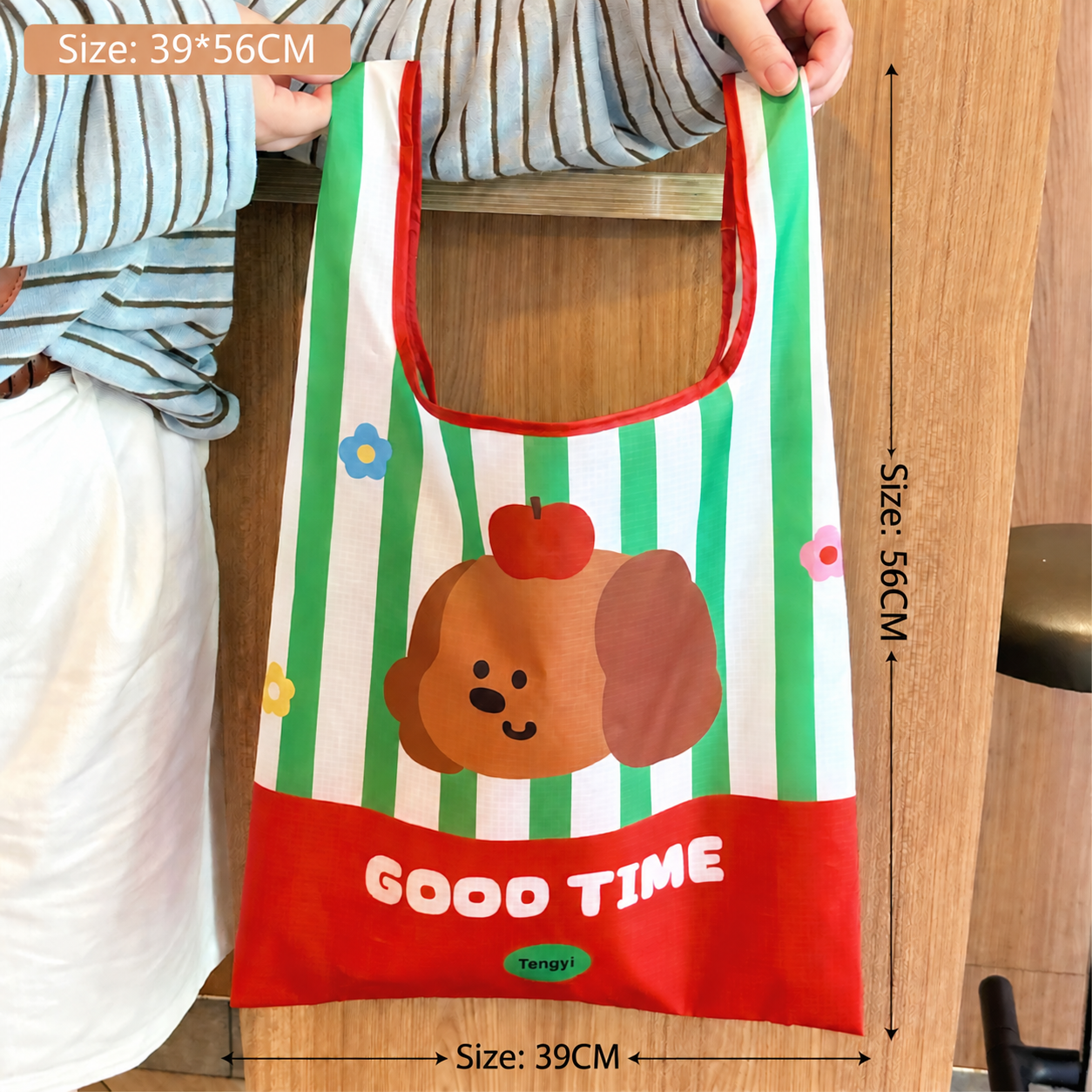 Apple dog folding shopping bag