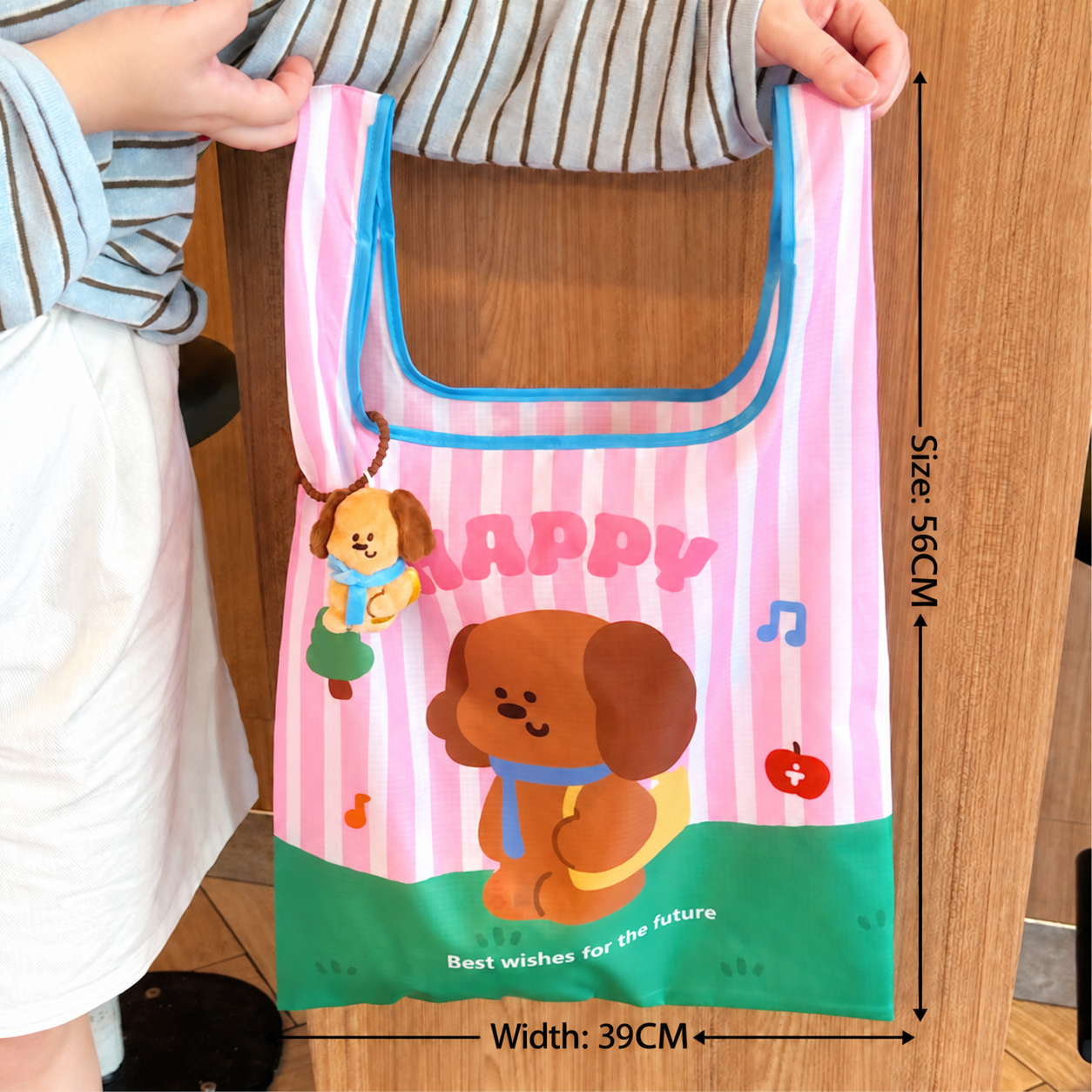 Outdoor dog with charm folding shopping bag