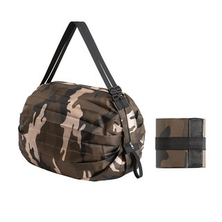Olive camouflage folding shopping bag