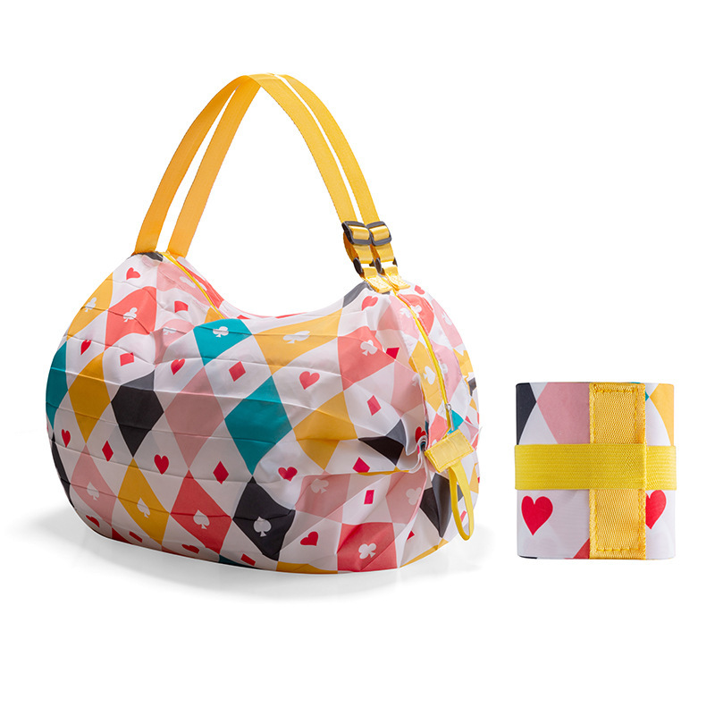 Playing-card print folding shopping bag